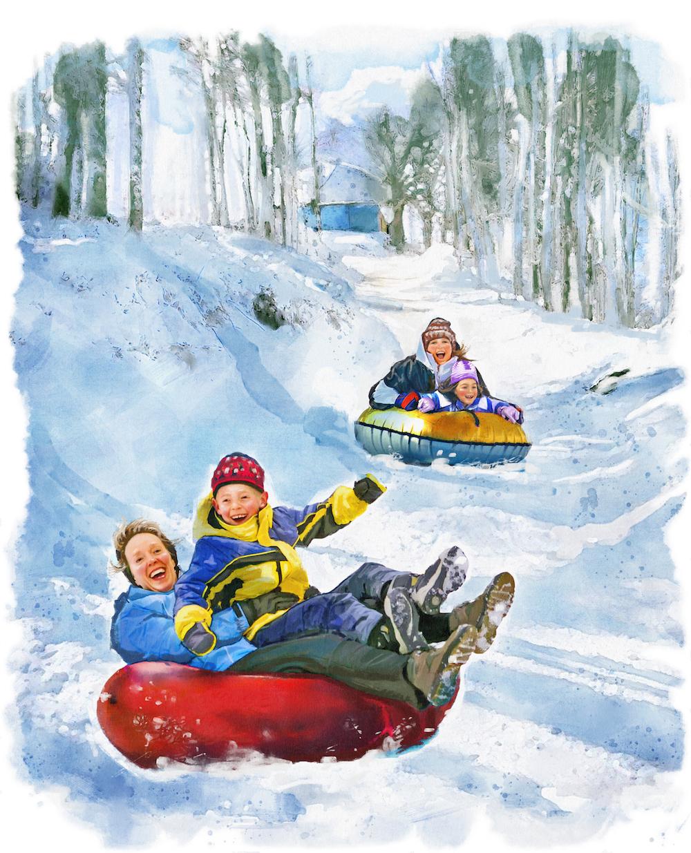 Mixing things up with exciting activities, such as sledding, is a great way for both kids and adults to have fun. (Biba Kayewich)