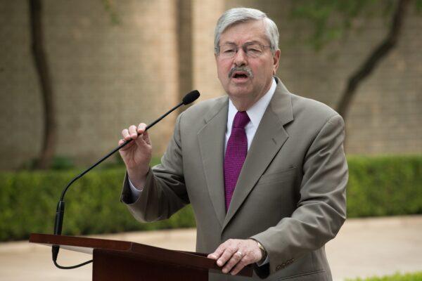 Terry Branstad, then-U.S. Ambassador to China, speaks to the media during a press conference at his residence in Beijing on June 28, 2017. (Nicolas Asfouri/AFP via Getty Images)