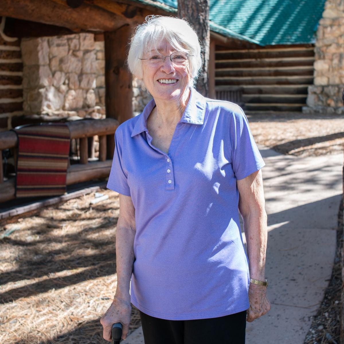 Elva Orton touring the deluxe cabins near the Bryce Lodge. (Courtesy of <a href="https://www.facebook.com/BryceCanyonnps">NPS</a>/Peter Densmore)