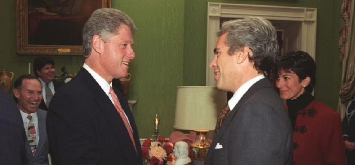 Then-President Bill Clinton welcomes Jeffrey Epstein and Ghislaine Maxwell to the White House in a 1993 file image. (William J. Clinton Presidential Library)