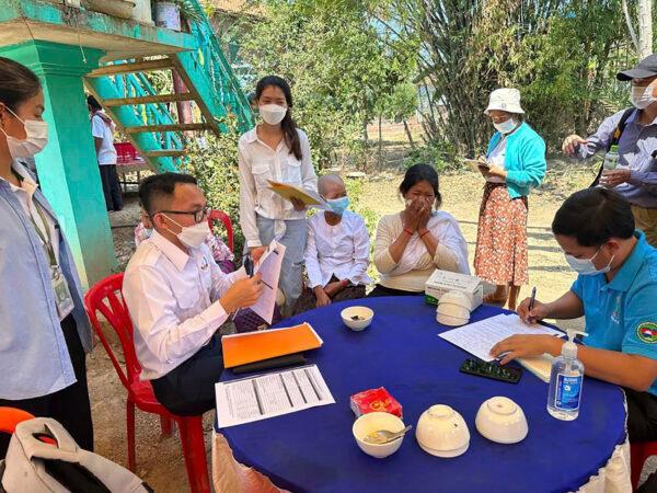 Cambodia animal health experts educate the villagers to take care of their health in Prey Veng eastern province, Cambodia, on Feb. 23, 2023. (Cambodia Ministry of Health via AP)