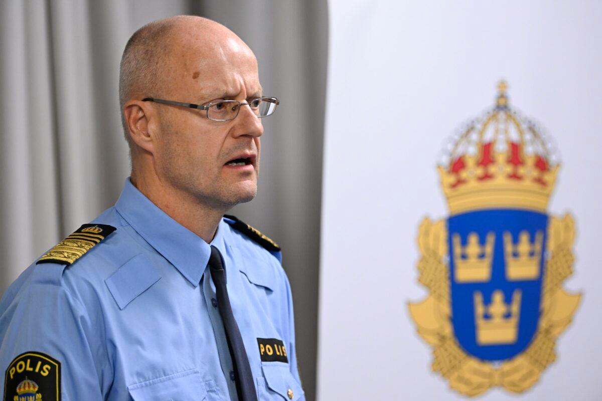Stockholm regional police chief Mats Lofving on Sept. 30, 2022. (Henrik Montgomery/TT News Agency via AP)