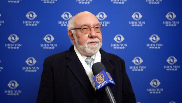Jacques Frenehard, a company director, came to discover Shen Yun on Feb. 18, 2023 in Paris. (NTD)