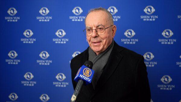 Henri Vanden Brugge, retired printer, enjoyed Shen Yun show in Nantes, Feb. 21, 2023. (NTD)