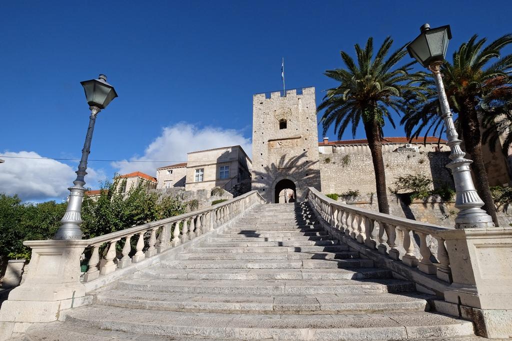 Main gate of Korcula's medieval Old Town, said to have been the birth place of Marco Polo. (Goolets)
