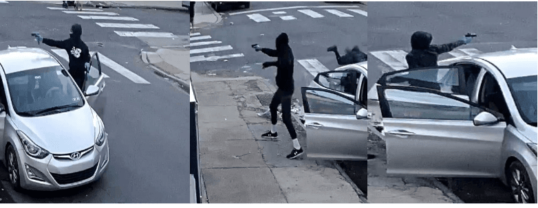 Surveillance photos released by Philadelphia police of a shooting outside an elementary school on the evening of Feb. 23, 2023