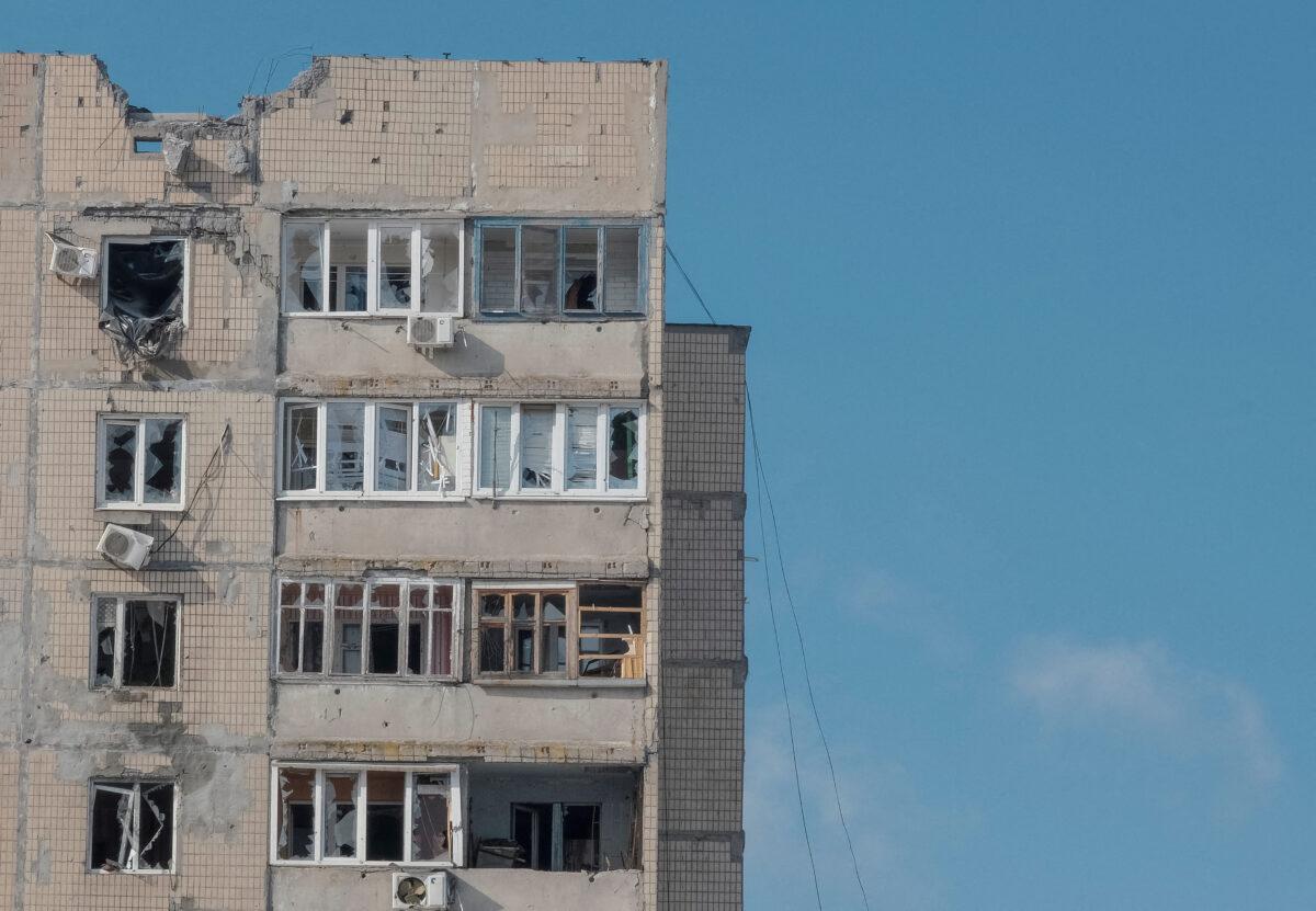 A building damaged by a Russian military strike in the frontline city of Vuhledar, Ukraine, on Feb. 22, 2023. (Alex Babenko/Reuters)