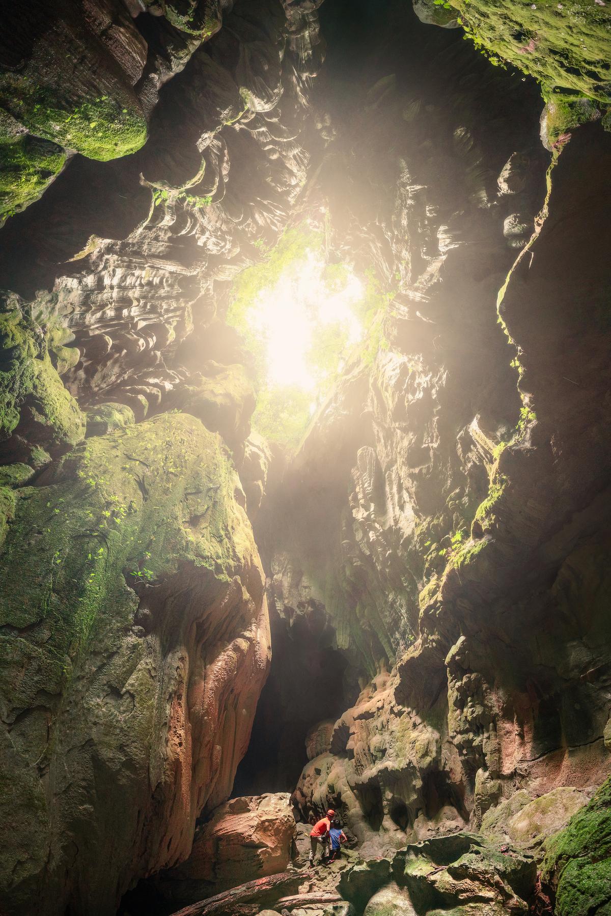 Looking up at the sky through a sinkhole at Thung Cave. (Courtesy of Cao Ky Nhan via Jungle Boss Tours)