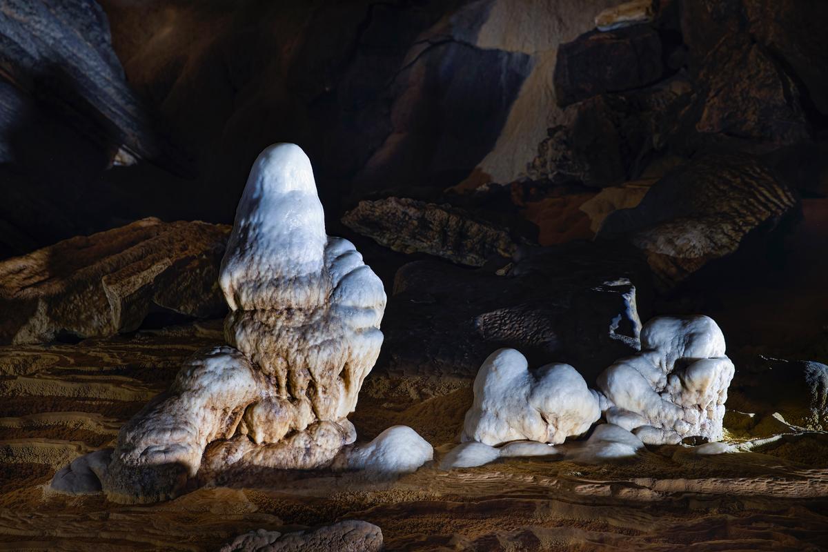 Stalagmites in Hung Cave. (Courtesy of Duc Thanh via Jungle Boss Tours)