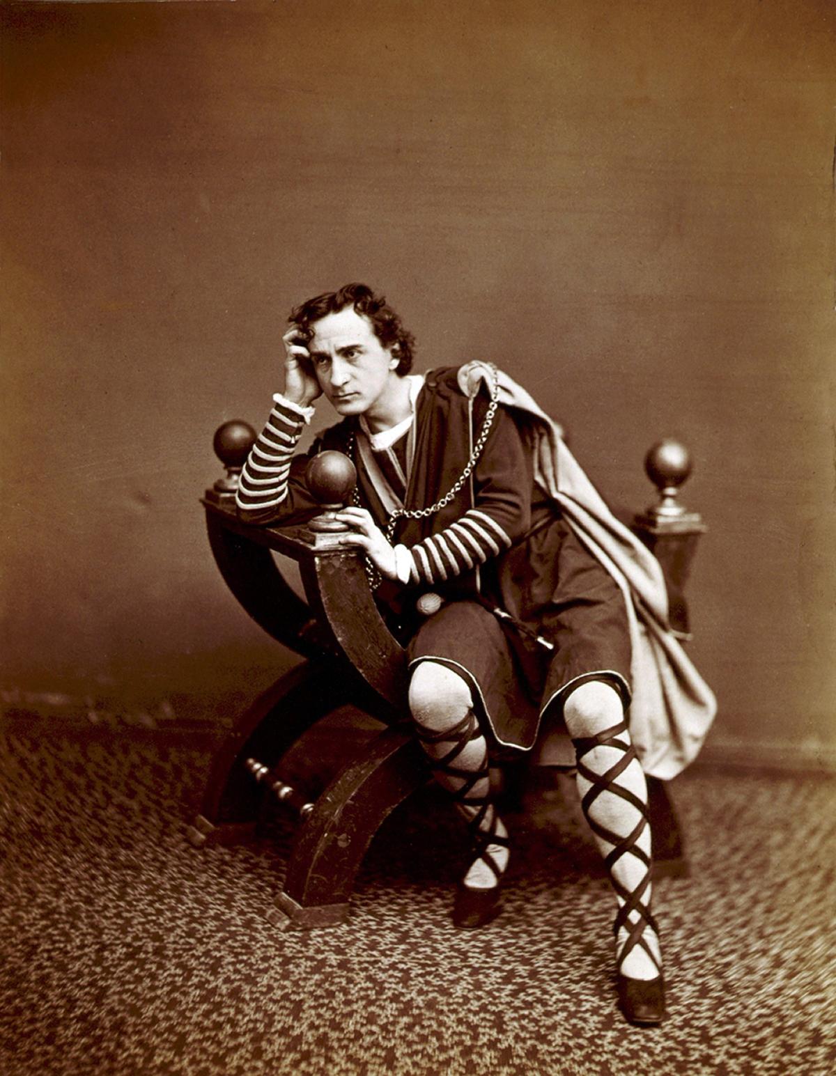 American actor Edwin Booth (1833–1893) was considered the greatest Shakespearean actor in 19th-century America. Here he is dressed as Hamlet, his most famous role, circa 1870, photographed by J. Guerney. (Everett Collection/Shutterstock)