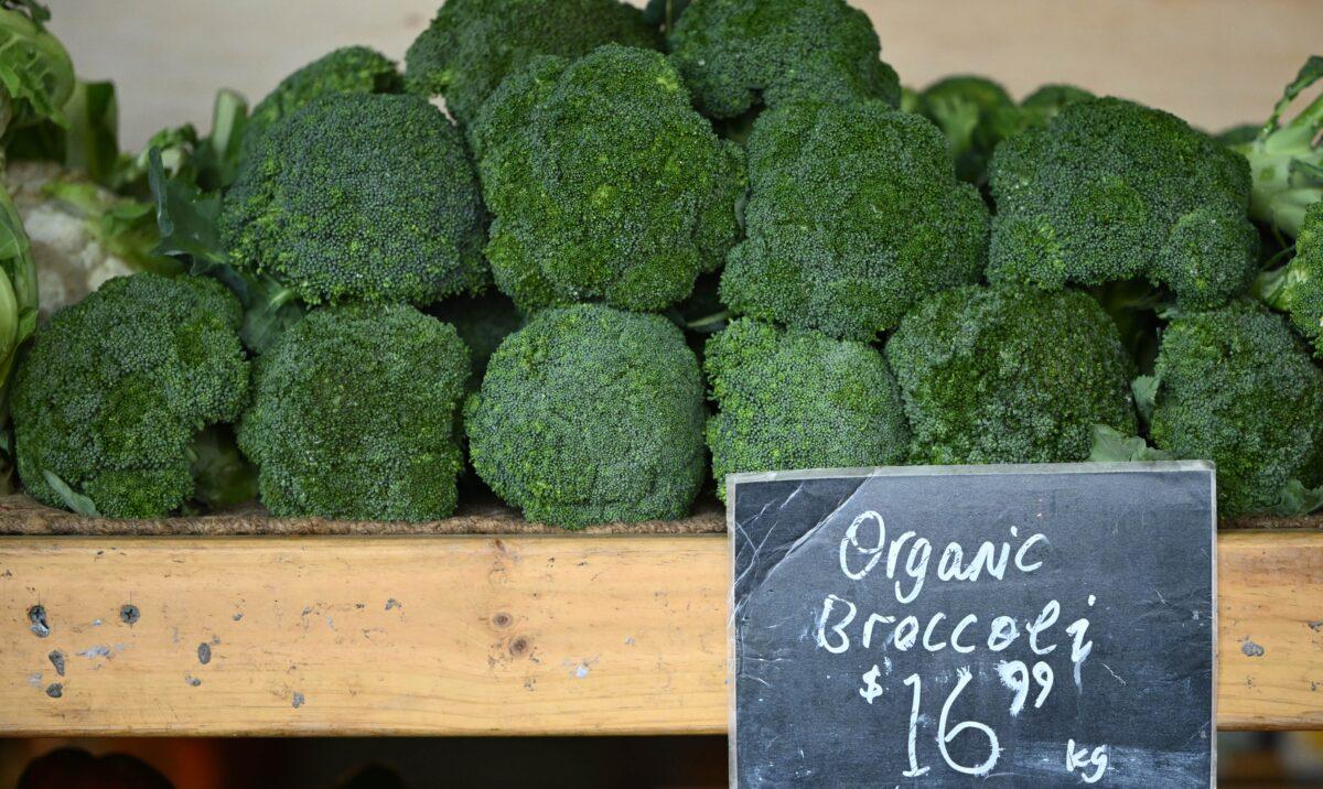 Broccoli for sale at a market in Melbourne, Australia, on July 27, 2022. (AAP Image/Joel Carrett)