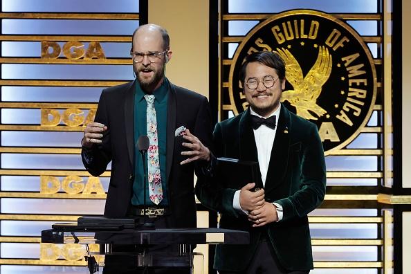 Directors Daniel Scheinert (L) and Daniel Kwan, at a DGA Awards ceremony, are favored for the Best Director Oscar for "Everything Everywhere All at Once." (Kevin Winter/Getty Images)