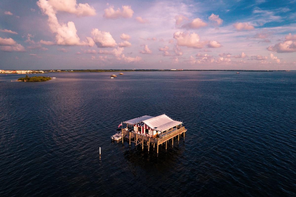 The American Flag Stilt House is one of eight remaining stilt houses in the Gulf of Mexico off the coast of New Port Richey. (Florida's Sports Coast/TNS)