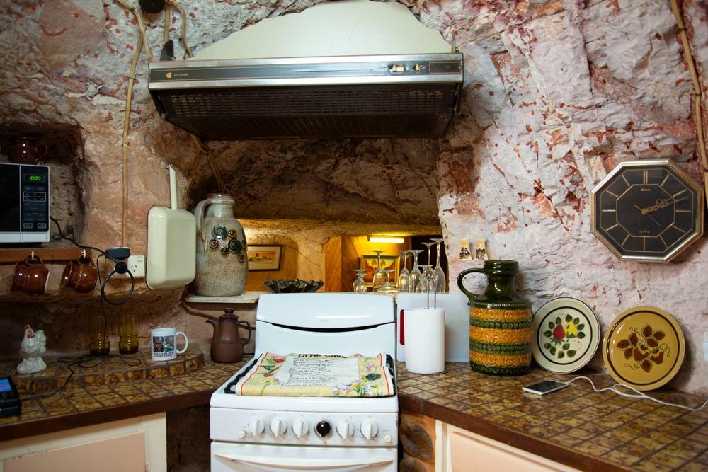 The cooking area inside a subterranean home located in Coober Pedy. (Adwo/Shutterstock)