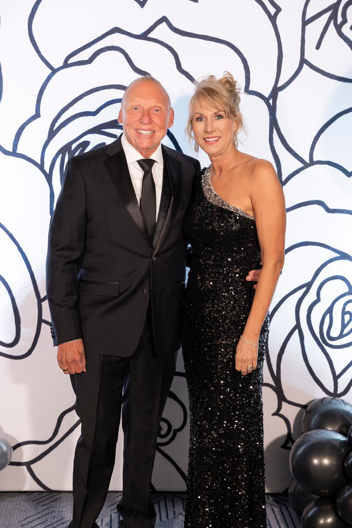 Dr. Hall and her husband at MeSquared Cancer Foundation Black and White Gala in Southlake, Texas. (Courtesy of Mike Lewis Photography via Robin Hall)