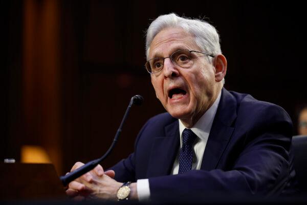 U.S. Attorney General Merrick Garland testifies before the Senate Judiciary Committee in the Hart Senate Office Building on Capitol Hill in Washington, on March 1, 2023. (Chip Somodevilla/Getty Images)