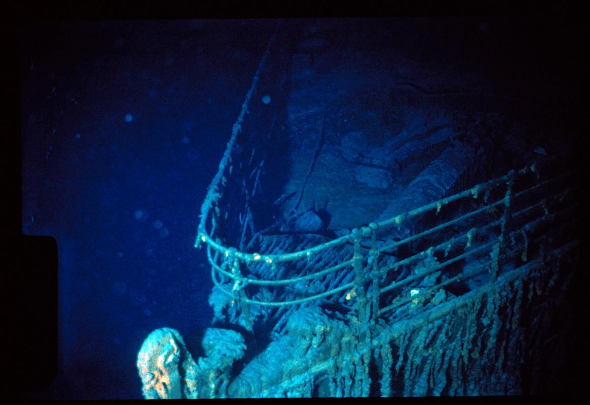 The RMS Titanic's bow. (Courtesy of WHOI Archives /©Woods Hole Oceanographic Institution)