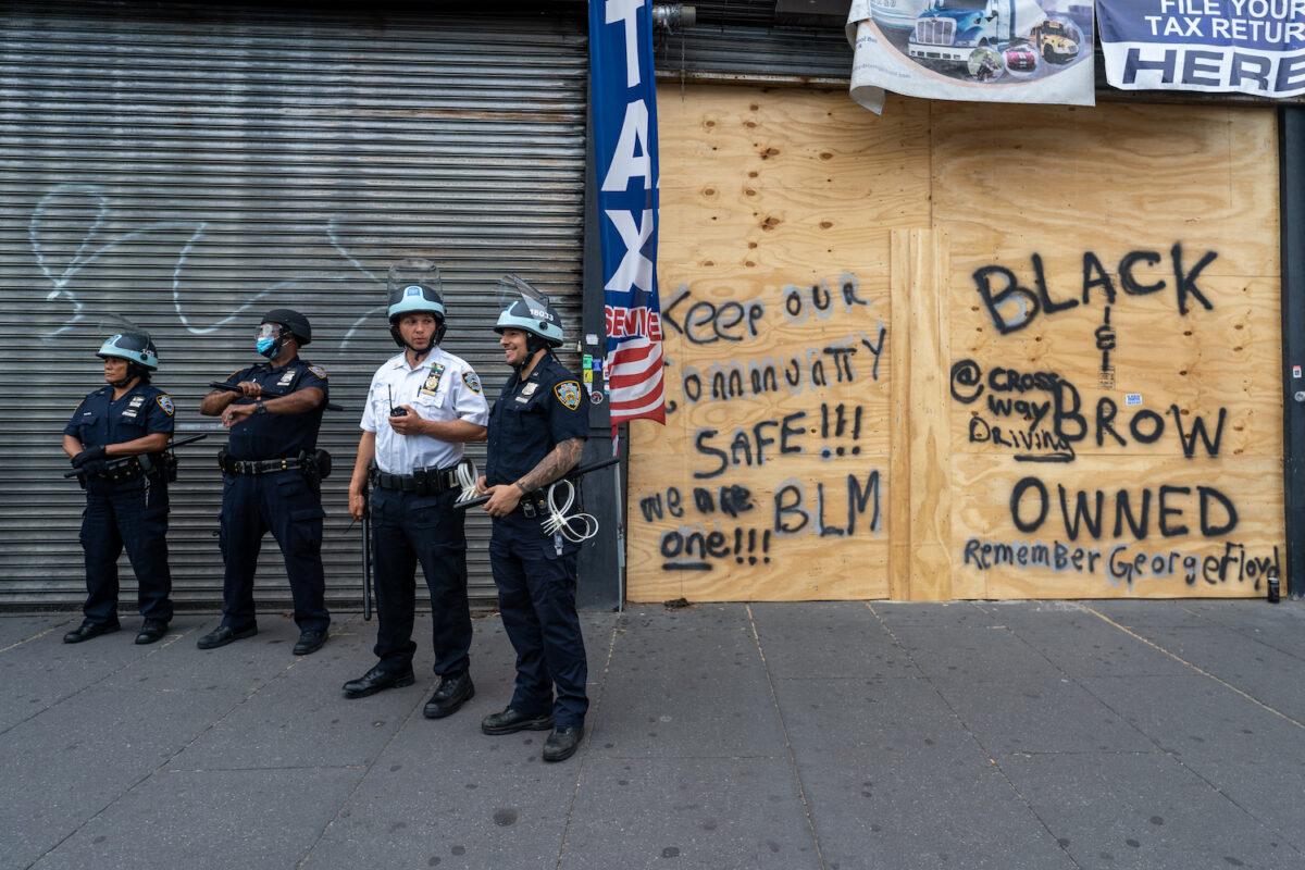 NYPD prepares for a protest related to the death of George Floyd at the hub of the retail and restaurant heart of the South Bronx on June 4, 2020, in the Bronx borough of New York City. (David Dee Delgado/Getty Images)