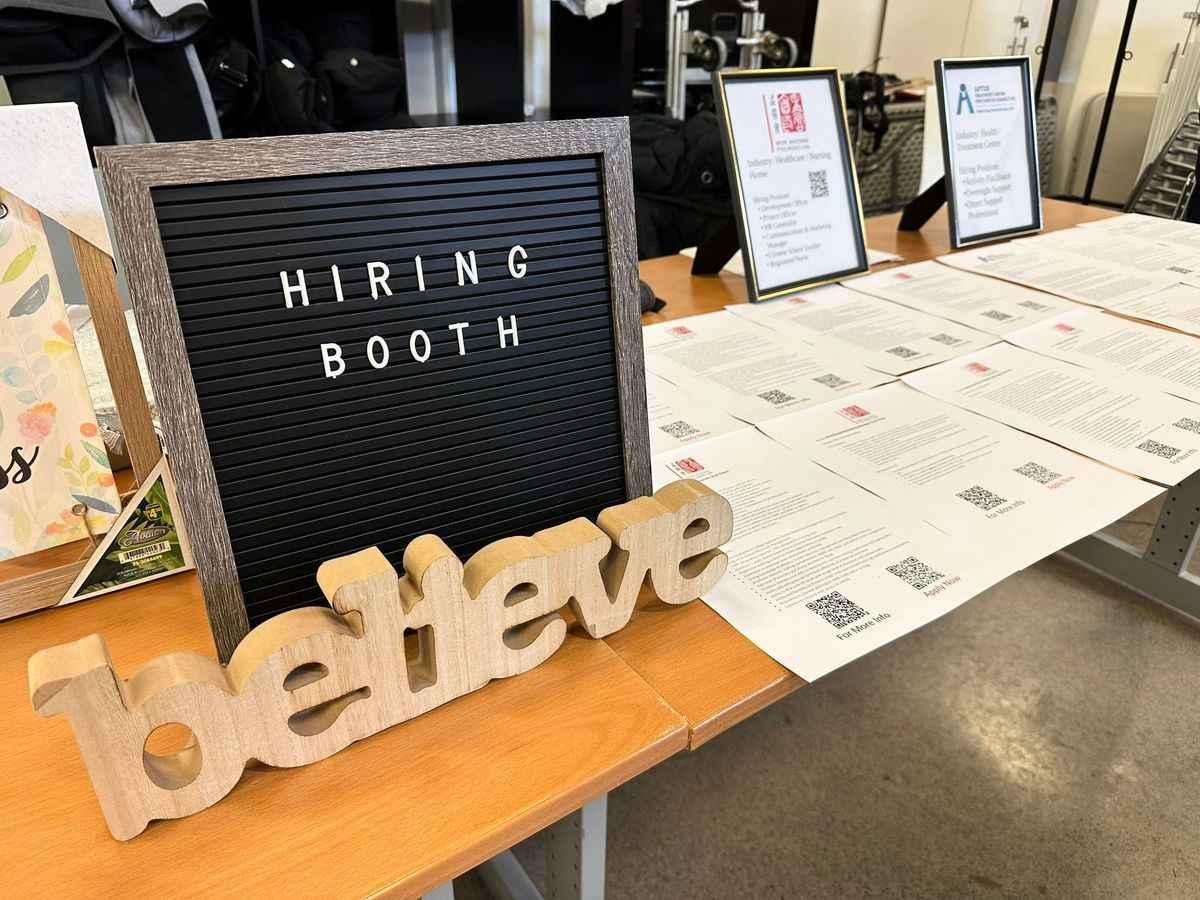 Exhibitors at the "Job Fair for Hongkongers" were from different industries, including finance, technology, education, social services, accounting, engineering, insurance, and retail. (Courtesy Hongkonger Community Center Toronto)