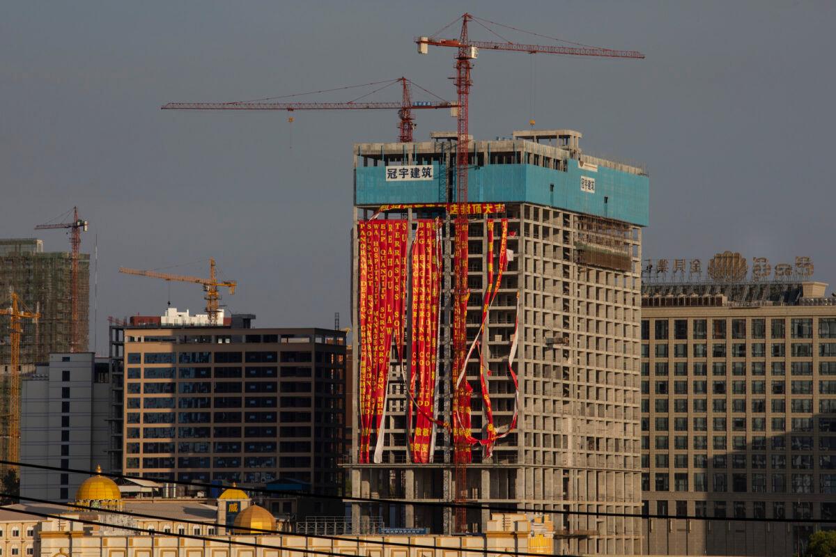 A large city developed by a Chinese company is seen under construction in Sihanoukville, Cambodia on Feb. 16, 2020. (Paula Bronstein/Getty Images )