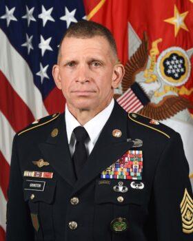 U.S. Army Command Sgt. Maj. Michael A. Grinston 16th Sergeant Major of the Army, poses for his official portrait in the Army portrait studio at the Pentagon in Arlington, Va, Aug. 12, 2019. (U.S. Army photo by William Pratt)