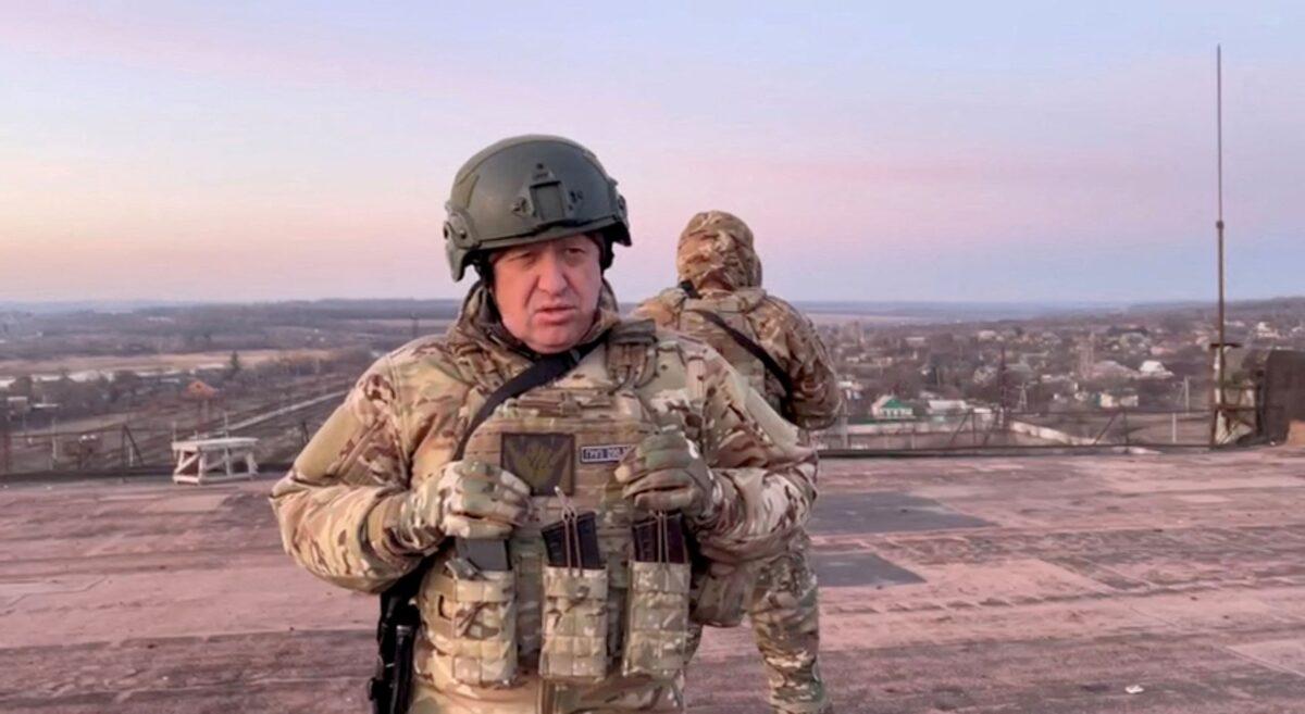 Yevgeny Prigozhin, founder of Russia's Wagner mercenary force, speaks in Paraskoviivka, Ukraine, in this still image from an undated video released on March 3, 2023. (Concord Press Service/via Reuters)