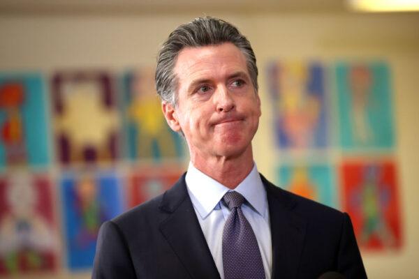 California Gov. Gavin Newsom speaks during a news conference after meeting with students at James Denman Middle School in San Francisco, on Oct. 01, 2021. (Justin Sullivan/Getty Images)