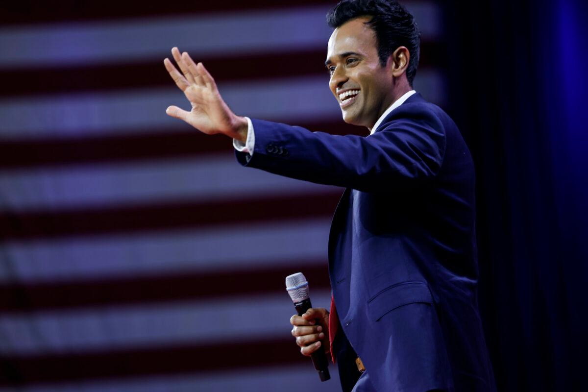 Republican presidential candidate Vivek Ramaswamy speaks during the annual Conservative Political Action Conference (CPAC) at the Gaylord National Resort Hotel and Convention Center in National Harbor, Md., on March 3, 2023. (Anna Moneymaker/Getty Images)