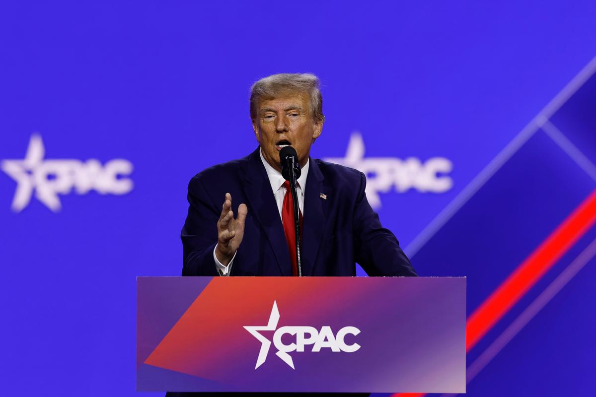 Former President Donald Trump addresses the annual Conservative Political Action Conference (CPAC) at Gaylord National Resort & Convention Center in National Harbor, Md., on March 4, 2023. (Anna Moneymaker/Getty Images)