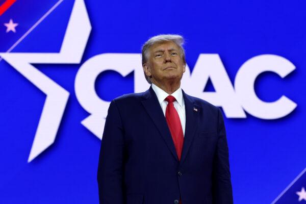 Former President Donald Trump arrives to address the annual Conservative Political Action Conference (CPAC) at Gaylord National Resort & Convention Center in National Harbor, Md., on March 4, 2023. (Alex Wong/Getty Images)