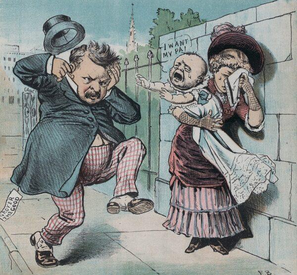 An anti-Cleveland cartoon highlights the Halpin scandal. Library of Congress. (Public Domain)