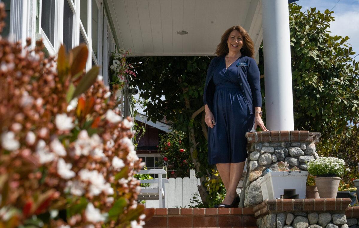 Waymakers Housing Director Carol Carlson stands outside of the Waymakers children's shelter in Laguna Beach, Calif., on March 6, 2023. (John Fredricks/The Epoch Times)
