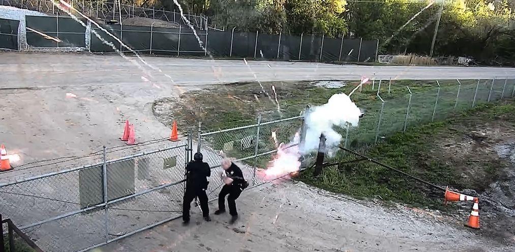 Video footage released on March 5, 2023, shows left-wing rioters throwing fireworks and Molotov cocktails at officers in Atlanta, Ga. (Atlanta Police Department/Screenshot via The Epoch Times)