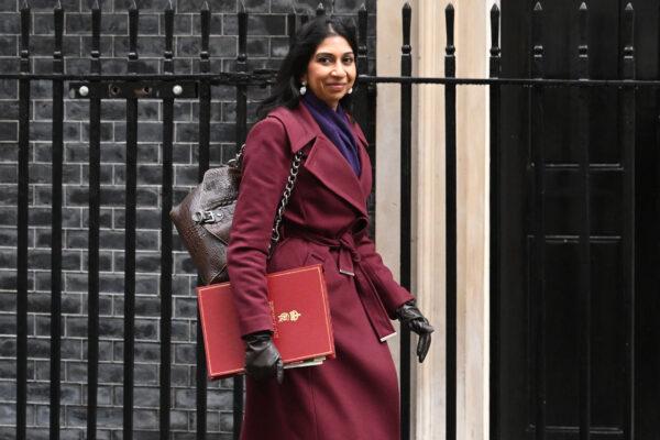 UK Home Secretary Suella Braverman arrives in Downing Street, central London, on March 7, 2023. (Leon Neal/Getty Images)