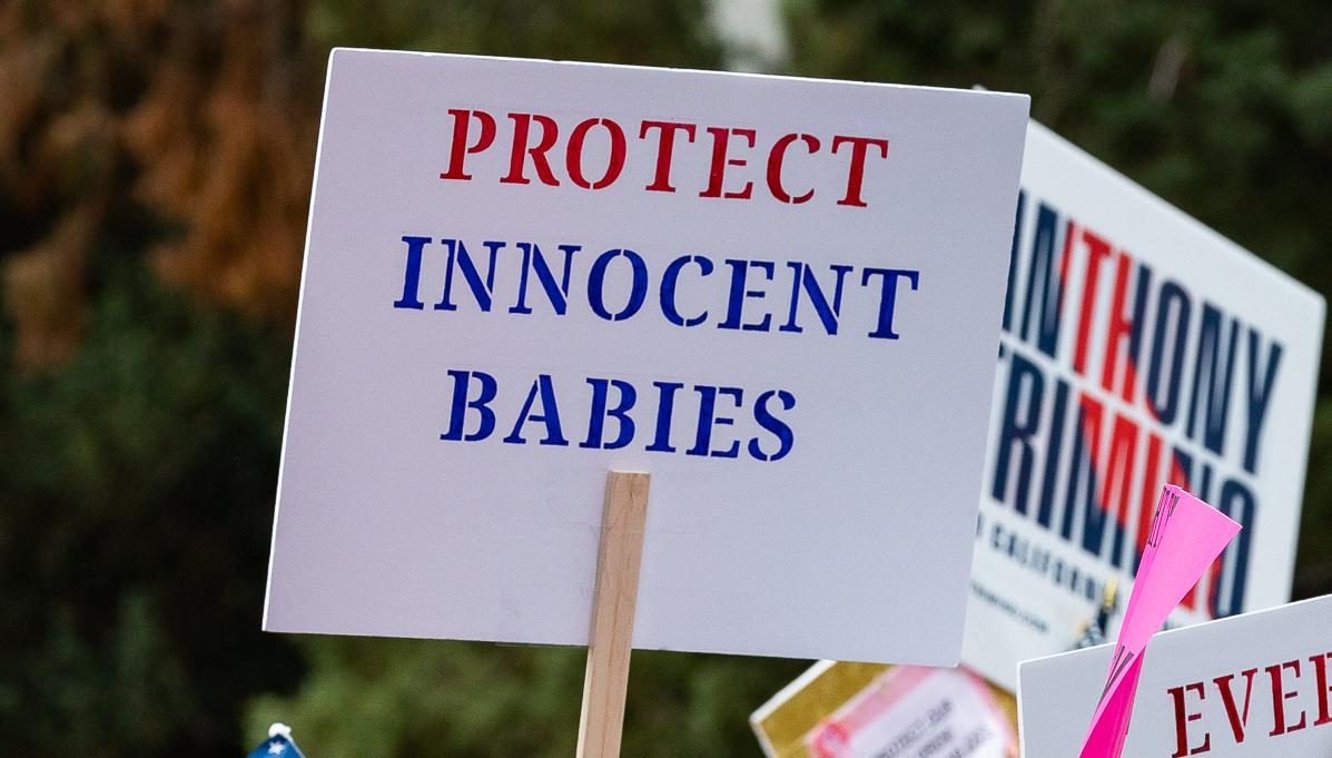 Pro-life demonstrators gather at the California state capitol building in Sacramento, Calif., on April 19, 2022. (John Fredricks/The Epoch Times)