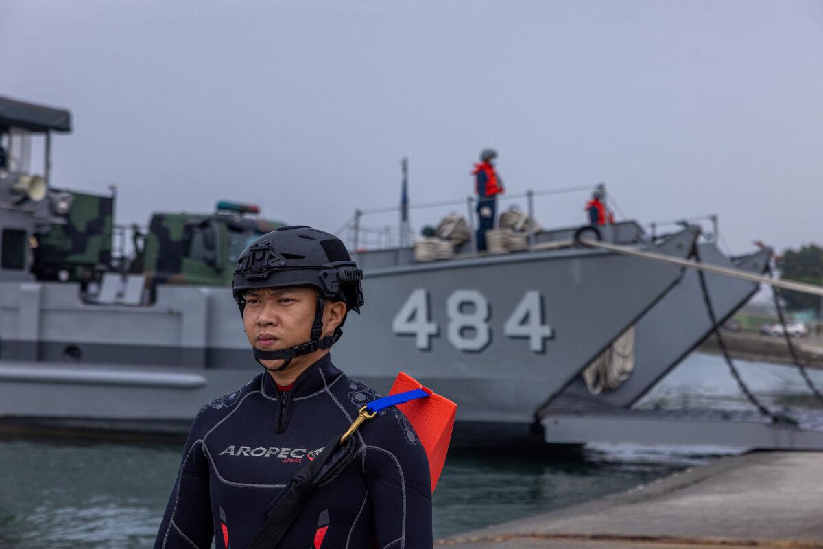 Taiwan's armed forces hold two days of routine drills to show combat readiness ahead of Lunar New Year holidays at a military base in Kaohsiung, Taiwan, on Jan. 12, 2023. (Annabelle Chih/Getty Images)