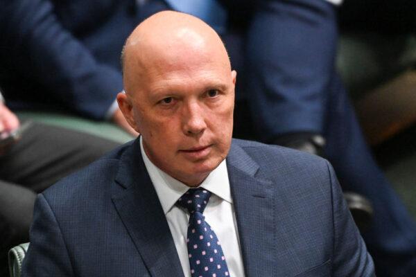 Leader of the opposition Peter Dutton MP during Question Time at Parliament House in Canberra, Australia on Feb. 14, 2023. (Martin Ollman/Getty Images)