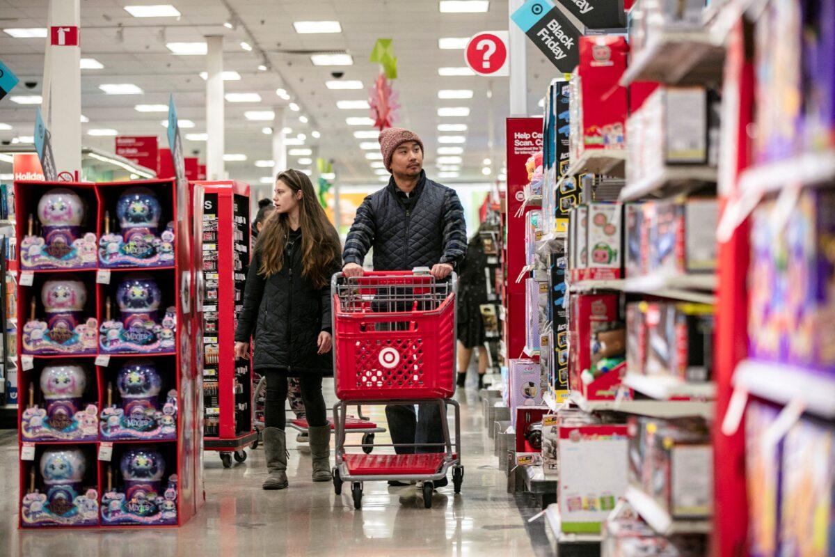People shop at a Target store during Black Friday sales in Chicago on Nov. 25, 2022. (Jim Vondruska/Reuters)