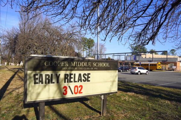 Cooper Middle School in McLean, Va., is pictured on Mar. 9, 2023. (Terri Wu/The Epoch Times)
