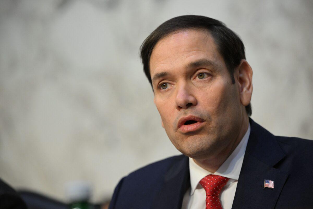 Senator and Senate Intelligence Committee Vice Chair, Marco Rubio (R-Fla.), speaks during a hearing on worldwide threats, in Washington, on March 8, 2023. (Mandel Ngan/AFP via Getty Images)