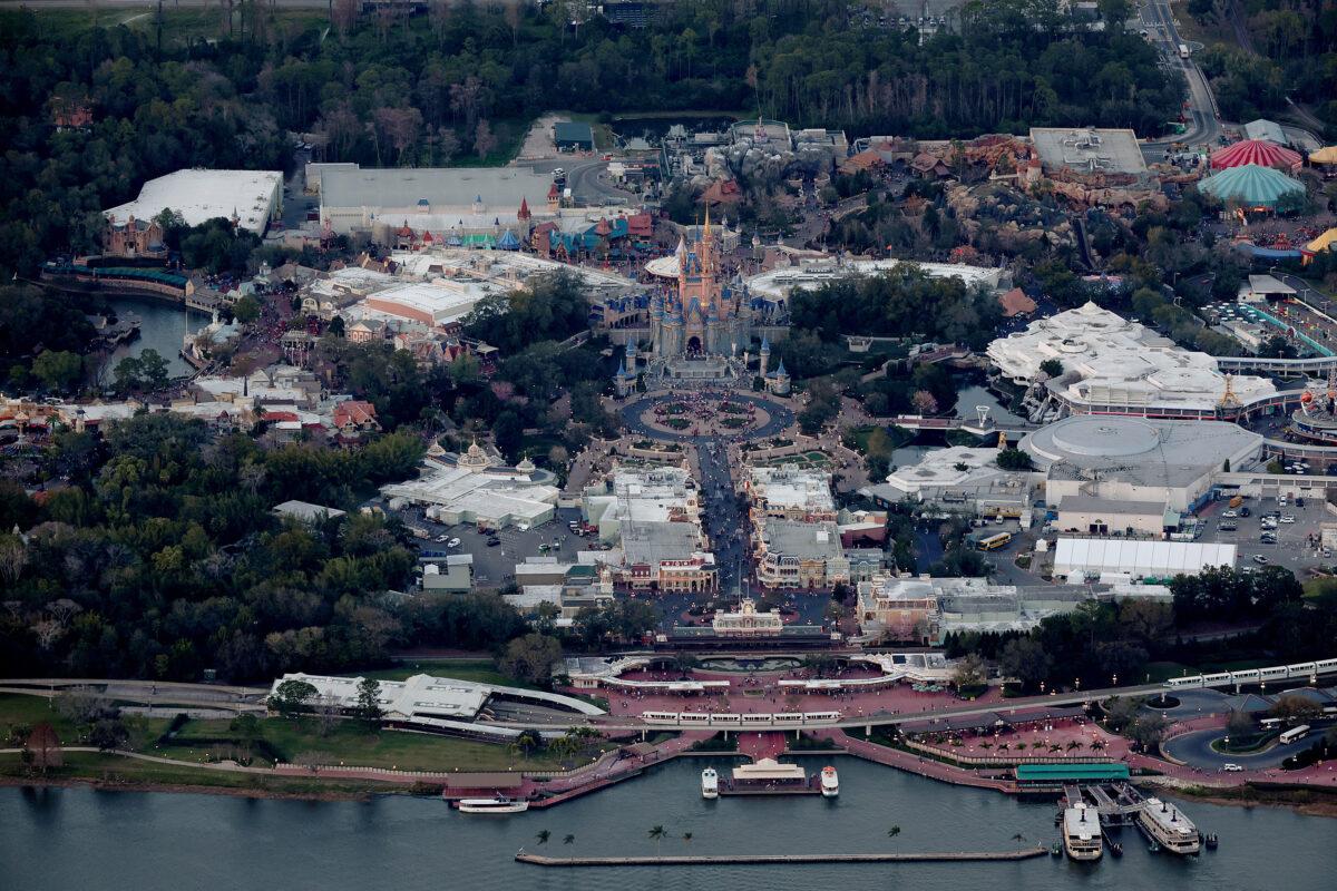 An aerial view of Walt Disney World in Lake Buena Vista, Fla., on Feb. 8, 2023. (Joe Raedle/Getty Images)
