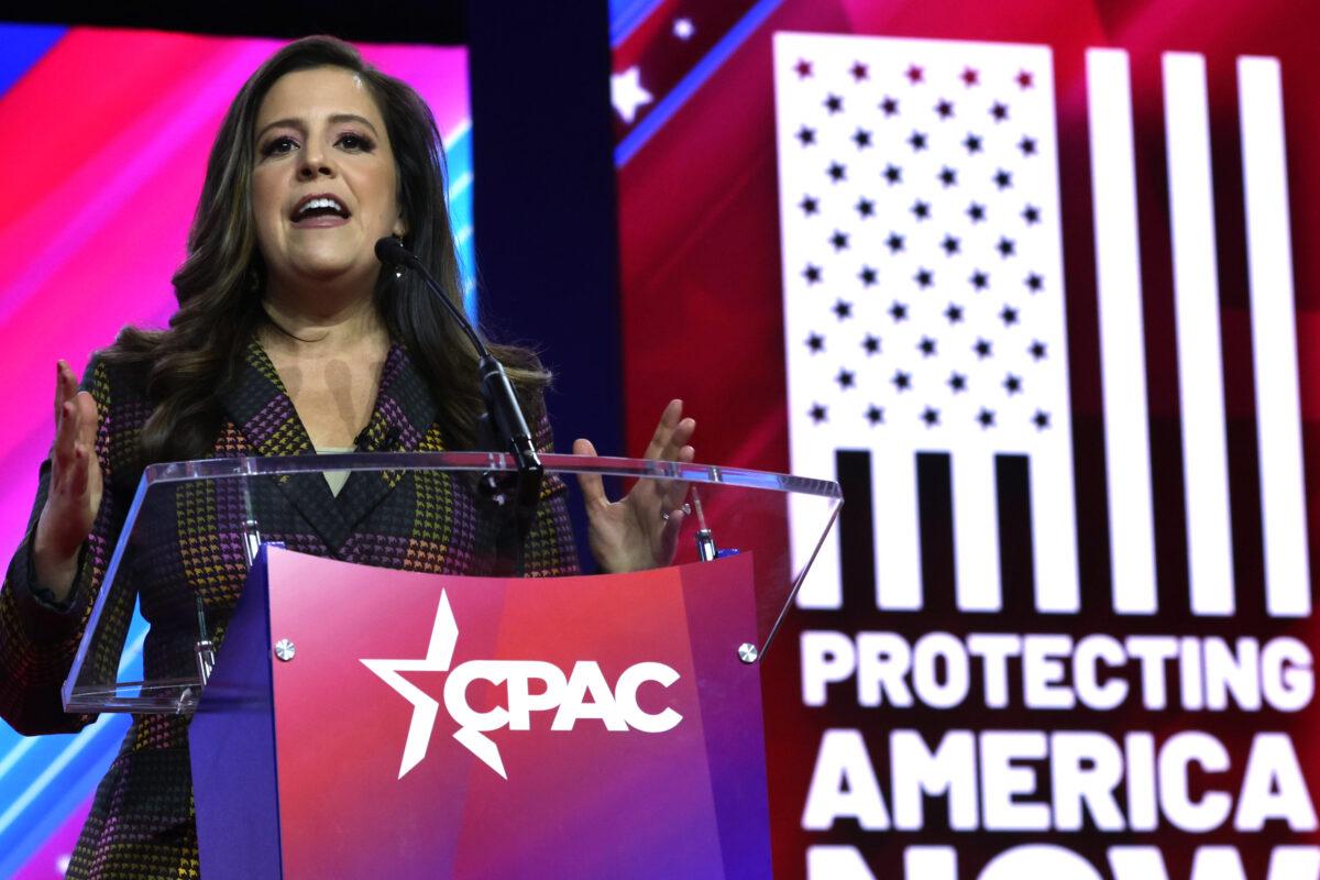 U.S. Rep. Elise Stefanik (R-N.Y.), chair of the House Republican Conference, speaks during the annual Conservative Political Action Conference (CPAC) at Gaylord National Resort & Convention Center in National Harbor, Maryland, on March 4, 2023. (Alex Wong/Getty Images)