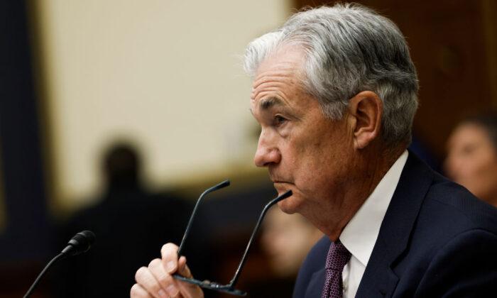 Federal Reserve Chair Jerome Powell testifies before the House Committee on Financial Services on Capitol Hill on Mar. 8, 2023. (Anna Moneymaker/Getty Images)