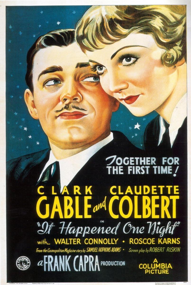Original movie poster for the American film "It Happened One Night" (1934), directed by Frank Capra. (Public Domain)