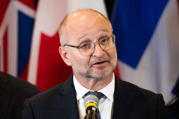Justice Minister David Lametti speaks during a Federal-Provincial-Territorial (FPT) Ministers press conference on bail reform in Ottawa, on March 10, 2023. (Spencer Colby/The Canadian Press)