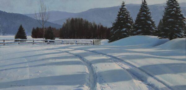 "Winter Tracks," 2020, by Jake Gaedtke. Oil on canvas; 14 inches by 28 inches. (Jake Gaedtke)