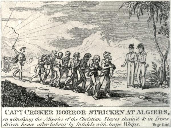 A British captain witnessing the miseries of Christian slaves in Algiers, 1815. (Public Domain)