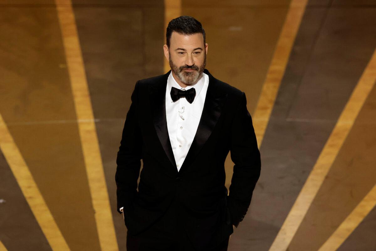 Host Jimmy Kimmel speaks onstage during the 95th Annual Academy Awards at Dolby Theatre in Hollywood, Calif., on March 12, 2023. (Kevin Winter/Getty Images)