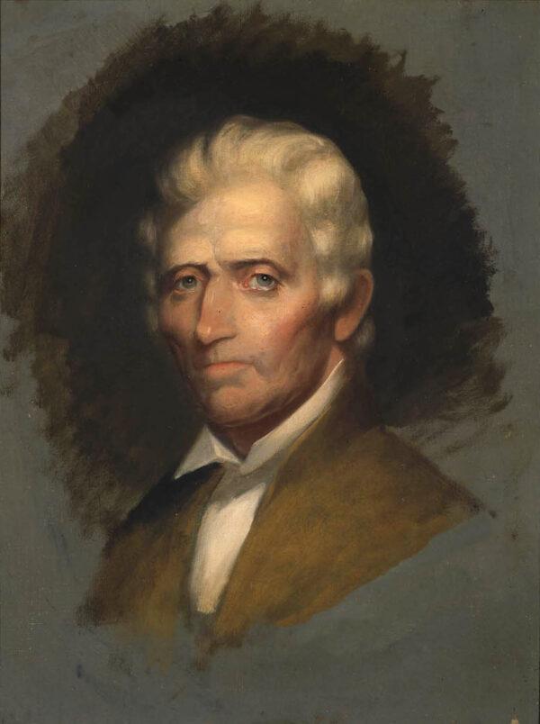 This is the only live portrait of Daniel Boone, painted when he was 84 years old and living with his daughter, Jemima Boone Callaway, in Missouri. Oil sketch of Daniel Boone by Chester Harding, 1820. Oil on canvas. (Public Domain)