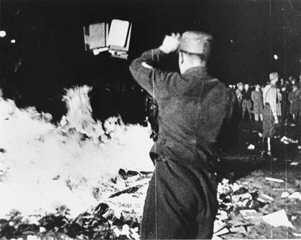 The Nazi book burnings horrified Ray Bradbury and inspired him to write "Fahrenheit 451." <a class="external text" href="http://collections.ushmm.org/search/catalog/pa26364" rel="nofollow">United States Holocaust Memorial Museum</a>. (Public Domain)